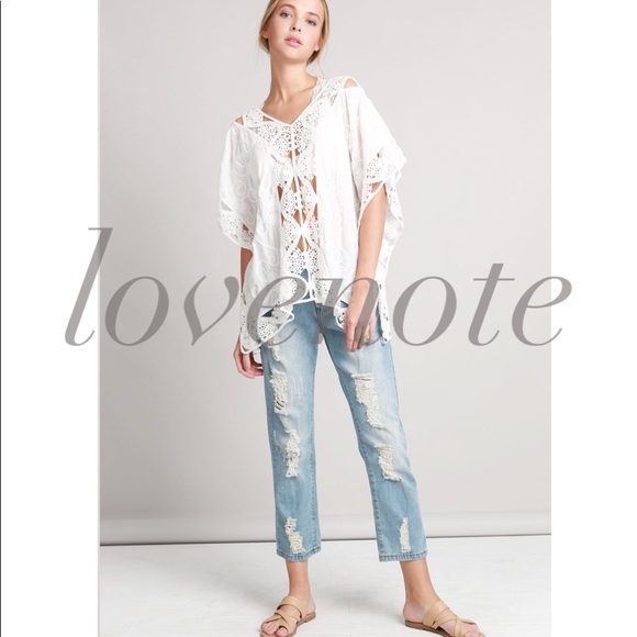 POL Cotton Embroidered poncho crochet Blouse Top - Picture 5 of 7